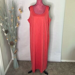 Avenue plus size summer coral sleeveless maxi dress w/ inner lining, size 18/20